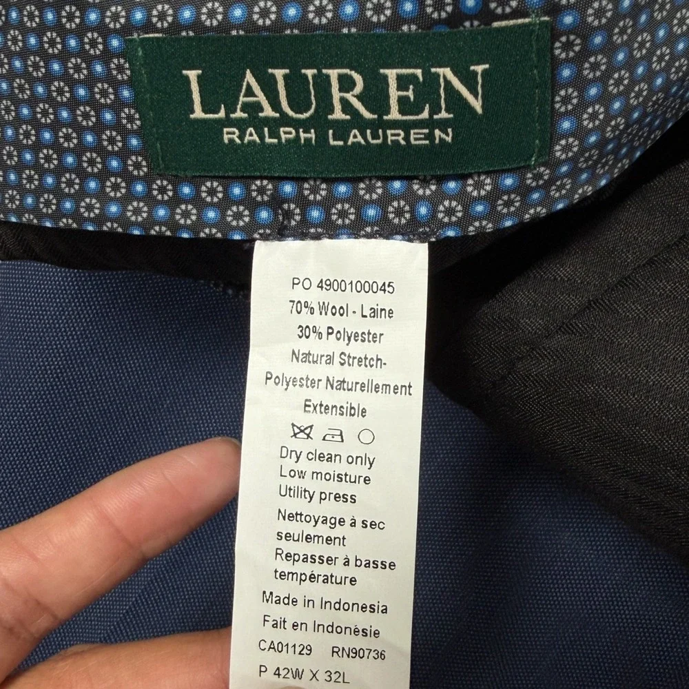 Lauren Ralph Lauren 42x32 Blue Edgewood Ultraflex Wool Pants NEW Classic Fit
